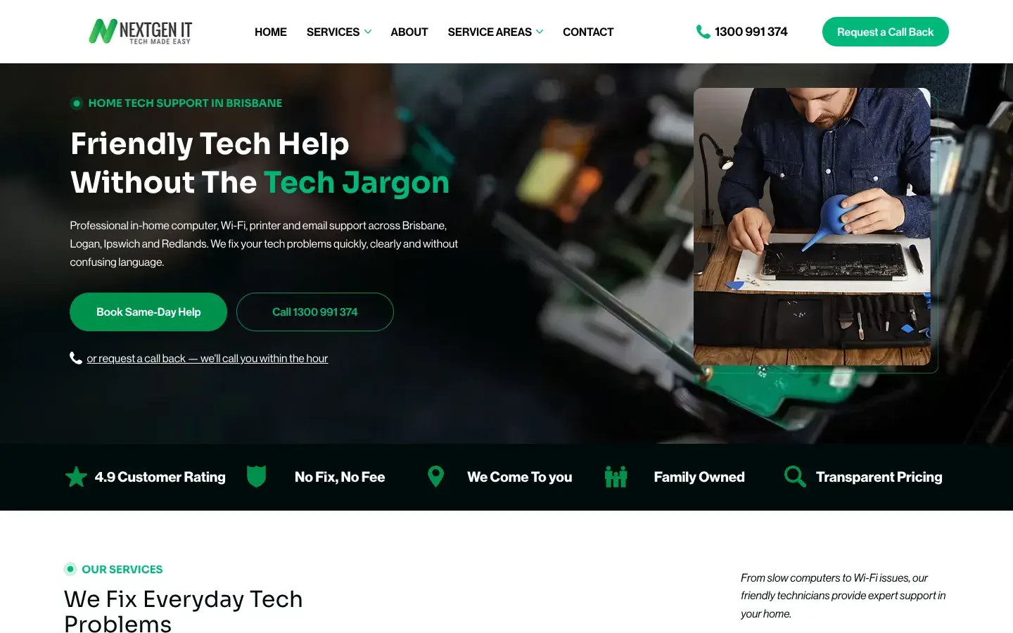 IT Services website design for NextGen IT — desktop mockup