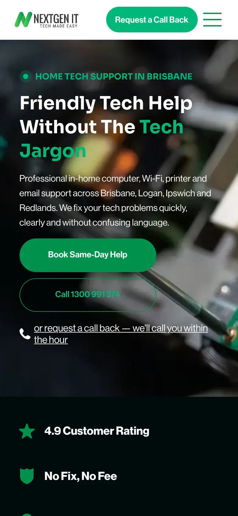 IT Services website design for NextGen IT — mobile mockup