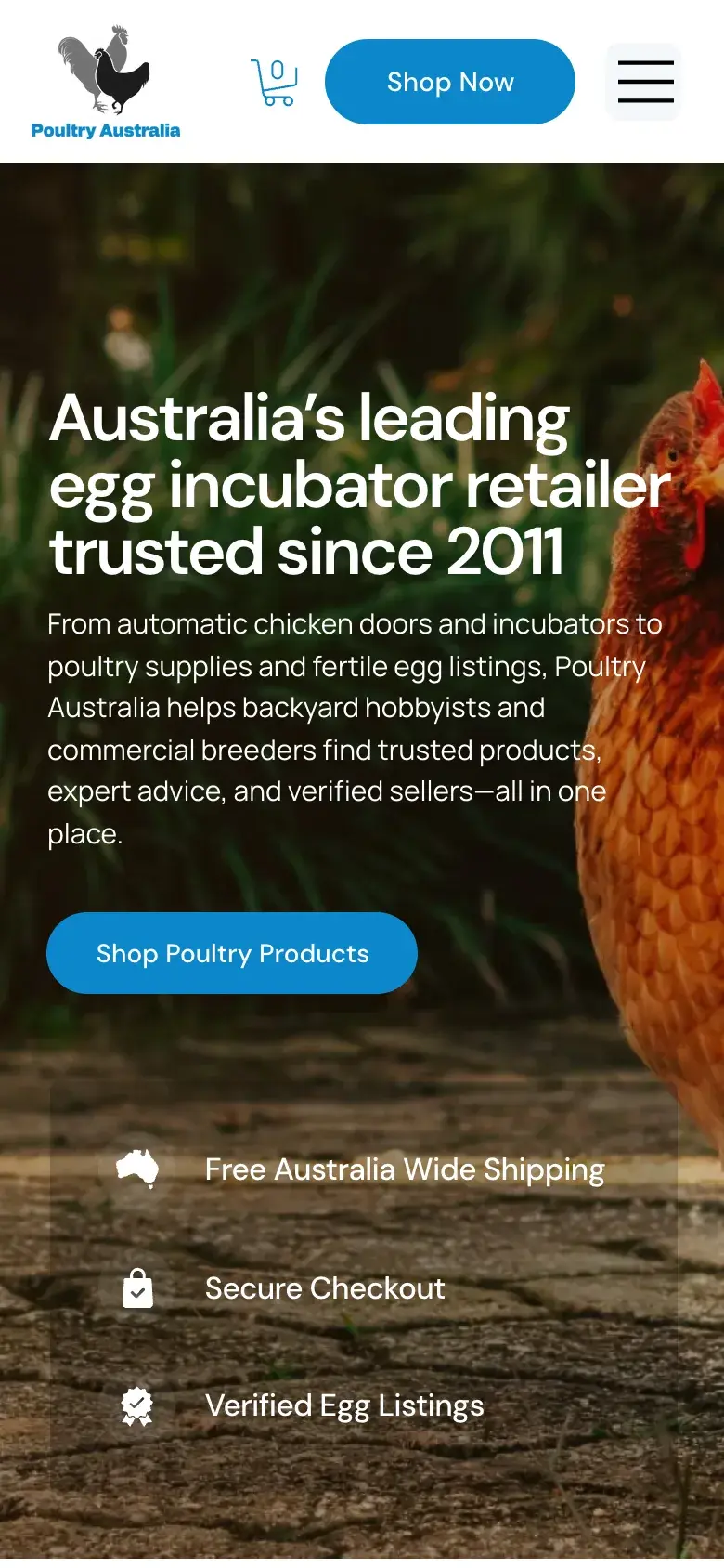 E-commerce & Marketplace website design for Poultry Australia — mobile mockup