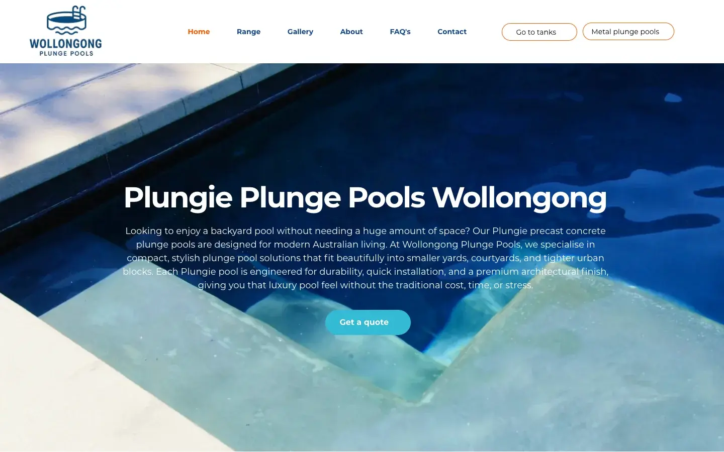 Home Improvement website design for Wollongong Plunge Pools — desktop mockup