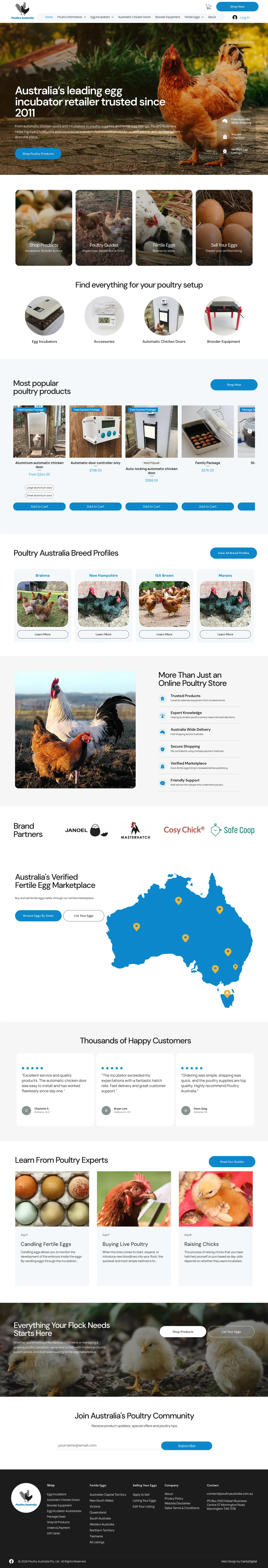 E-commerce & Marketplace website design for Poultry Australia — full homepage scroll-through