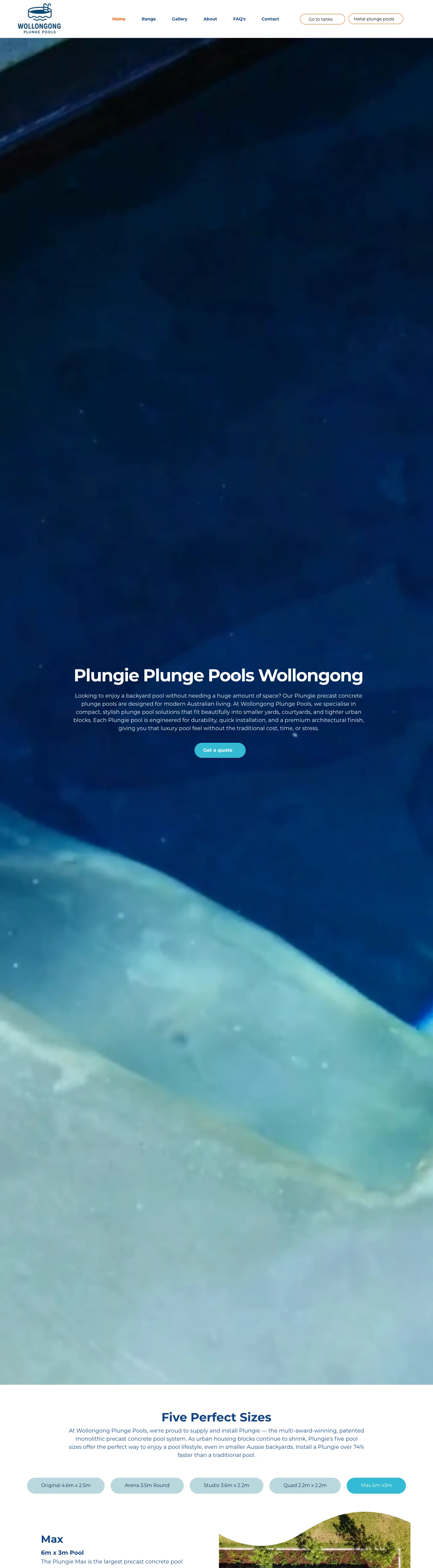 Home Improvement website design for Wollongong Plunge Pools — full homepage scroll-through